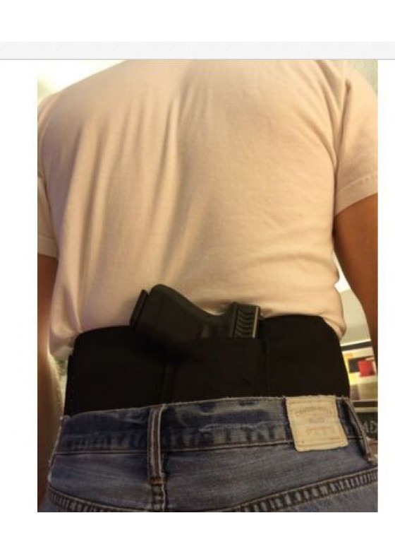 Tactical Adjustable Belly Band Waist Pistol Gun Holster With Double Magazine Pouches