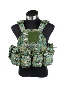 500D Nylon Airsoft 094 Tactical Military Vest  With 7 Pouches AOR2